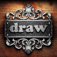 draw word of iron on wooden background photo