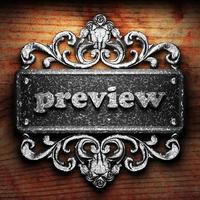 preview word of iron on wooden background photo