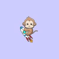 monkey riding rocket vector