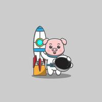 lindo cerdo astronauta vector