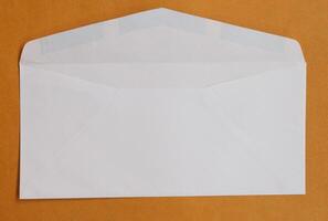 parcel envelope on white photo