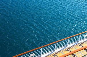 railing on ship in sea photo