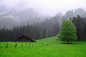 mountain landscape in the rain photo