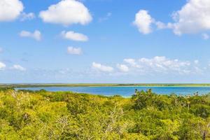 Muyil Lagoon panorama view in tropical jungle of amazing Mexico. photo