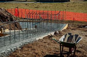 Reinforced concrete wall construction photo