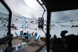 Grandcalira, Andorra . 2022 March 1 . From Inside A snow groomers Pisten Bully 600 at the Grandvalira ski resort in 2022. photo