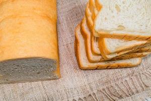 loaf bread slice isolated on white background photo