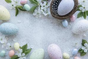 Colorful Easter eggs on concrete background