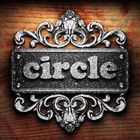 circle word of iron on wooden background photo