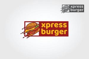 plantilla de logotipo de vector de hamburguesa xpress. perfecto para lugares de comida rápida, restaurante, entrega de comida rápida y cualquier tienda que proporcione ilustraciones de alimentos y bebidas.