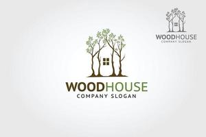 Wood House Vector Logo Template. The main symbol of the logo is a tree, but here incorporate with the house this logo symbolizes a protection, peace, growth, and care or concern to development.