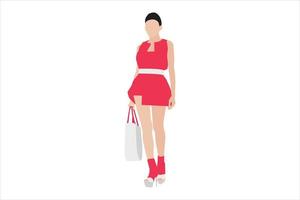 Ilustración vectorial de mujeres de moda caminando por la acera vector