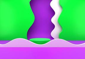 Podium with paper waves. 3d rendering - illustration. photo