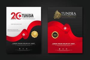 Set poster design Tunisia happy independence Day background template vector