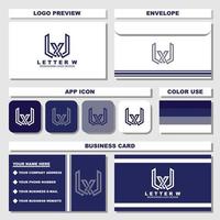 plantilla de logotipo de monograma de letra w creativa con ideas para tarjetas de visita y sobres vector