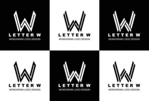 Set of creative letter W monogram logo design vector