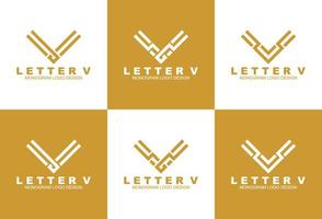 Set of creative letter V monogram logo template vector