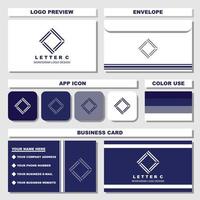 letter c monogram logo with business card vector