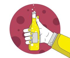 Hand holding a bottle of beer. Beer background concept for banners, posters, flyers and promotional material. vector