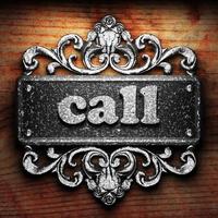 call word of iron on wooden background photo