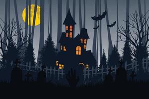 Spooky haunted house vector illustration
