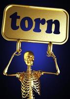 torn word and golden skeleton photo