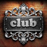 club word of iron on wooden background photo