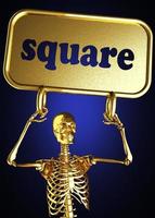 square word and golden skeleton photo