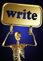 write word and golden skeleton photo