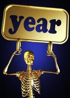 year word and golden skeleton photo