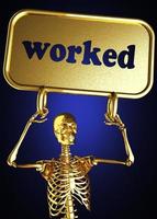 worked word and golden skeleton photo