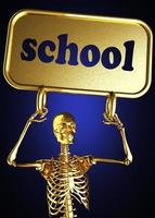 school word and golden skeleton photo