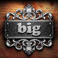 big word of iron on wooden background photo