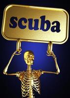 scuba word and golden skeleton photo