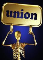 union word and golden skeleton photo