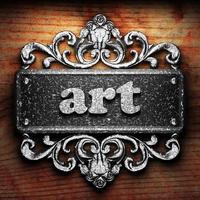 art word of iron on wooden background photo