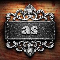 as word of iron on wooden background photo