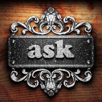 ask word of iron on wooden background photo