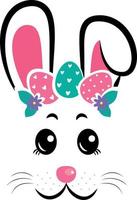 The face of the bunny with a wreath of eggs. Easter bunny face vector