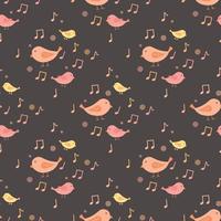 colorful cute bird with music note seamless for fabric pattern