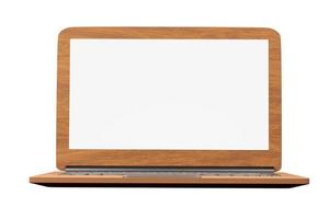 wooden laptop isolated photo