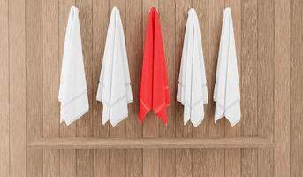 towels on wood background photo