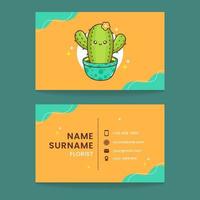 Cute cactus corporate business card template vector