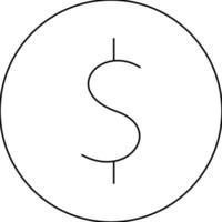 dollar coin flat thin line icon with editable strokes. vector