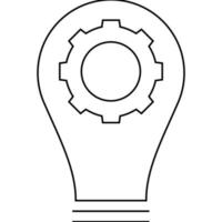 gear in bulb flat thin line icon with editable strokes. vector