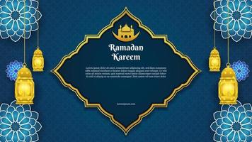 ramadan kareem background template with golden lantern vector