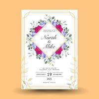 hermosa invitación de boda con fondo floral vector