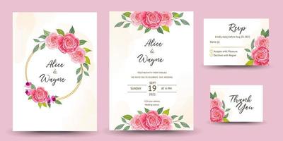 invitación de boda con hermosas flores vector