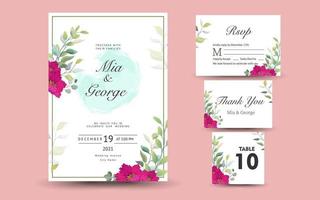 wedding invitation with beautiful floral background vector