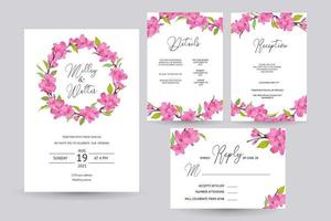 wedding invitation or greeting cards with flowers background design vector